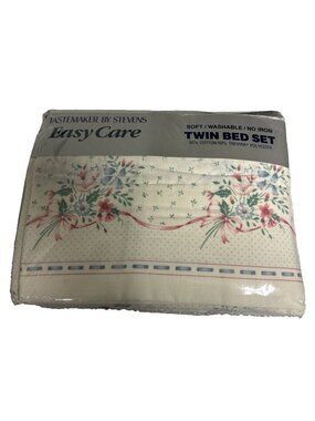 Vintage Twin Bed Sheet Set Tastemaker By Stevens Country Garden 90's NOS